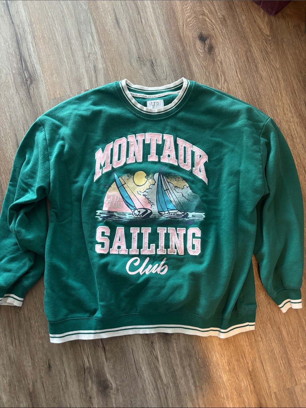 Limited Too Y2K Montauk Sailing Club Green Crewneck Sweatshirt